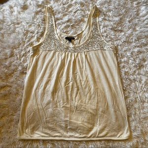 American Eagle White Bedazzled Tank Top Size L